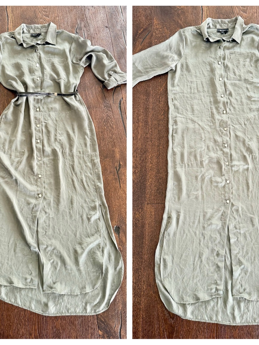 DKNY Lightweight Shirt Dress in Olive